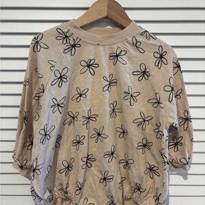 Rylee + Cru Beige Floral Sweatshirt